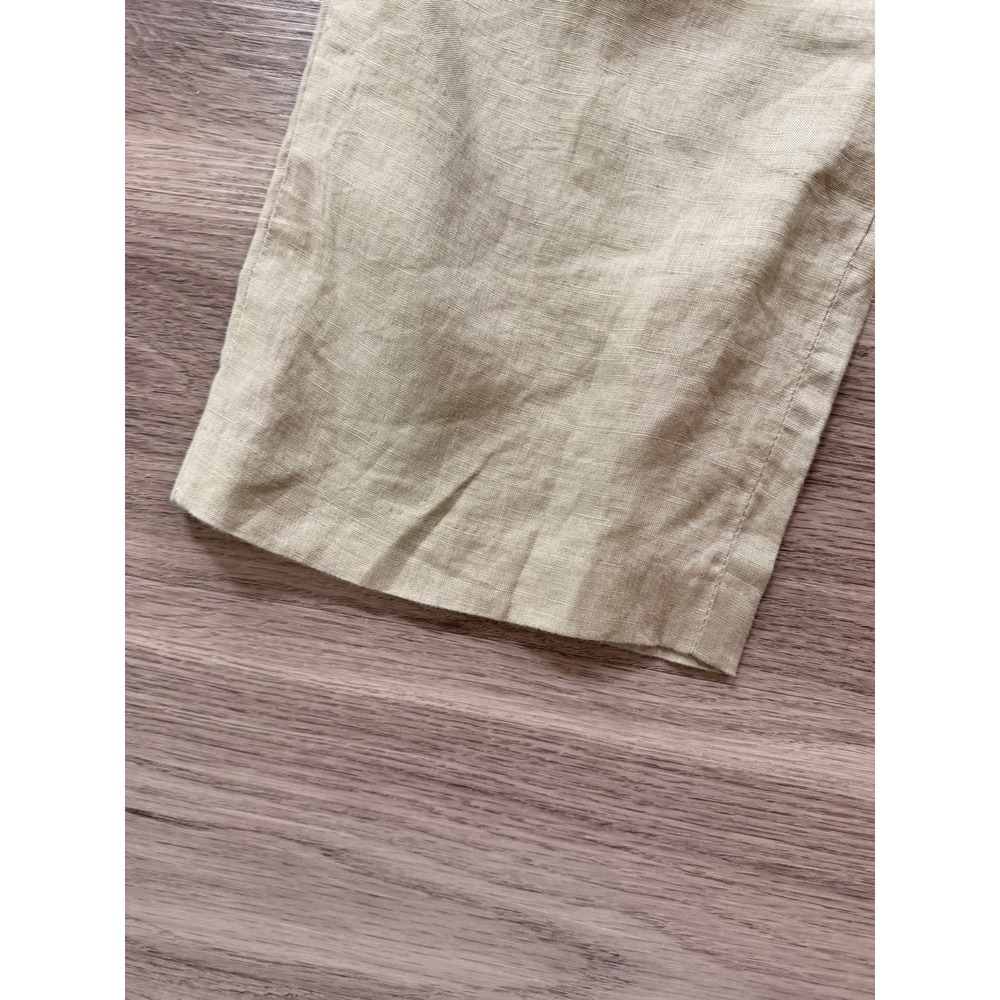 H&M Mens Relaxed Fit 100% Linen Pleated Trousers Tan 30R Neutral Minimalist Chic - Picture 6 of 9